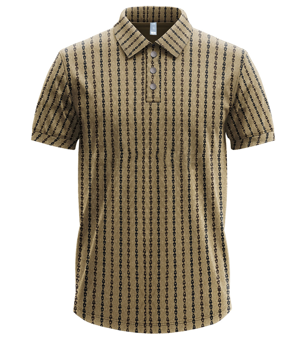 Men’s Luxe Textured Polo Shirt, Black Short-Sleeve Smart-Casual Designer