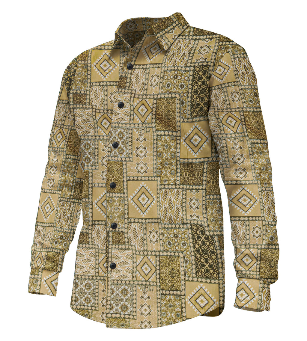 Men’s Abstract Expressionist Pattern Long Sleeve Lightweight Shirt