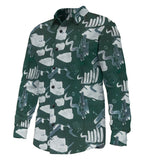 Men’s Abstract Expressionist Pattern Long Sleeve Lightweight Shirt