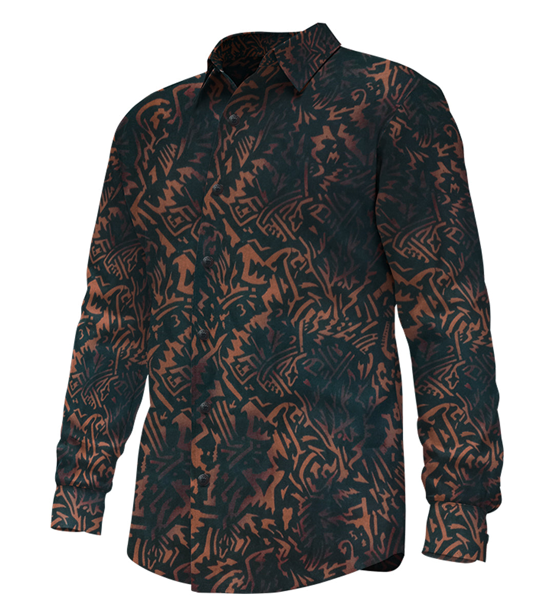 Men’s Abstract Expressionist Pattern Long Sleeve Lightweight Shirt