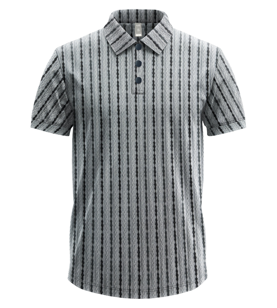 Men’s Luxe Textured Polo Shirt, Black Short-Sleeve Smart-Casual Designer