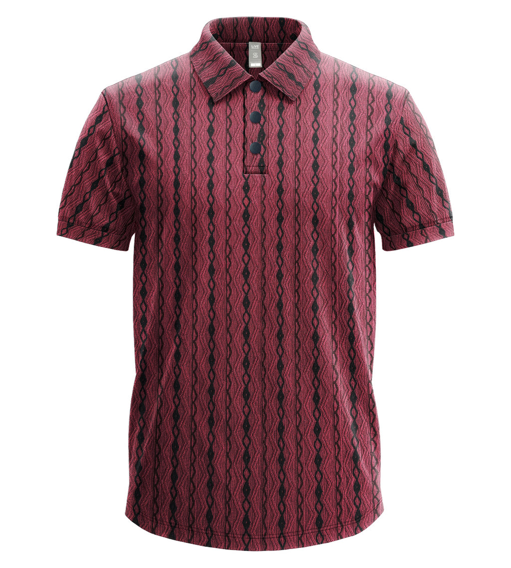 Men’s Luxe Textured Polo Shirt, Black Short-Sleeve Smart-Casual Designer