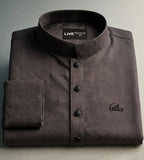 Men's Regular Fit Paisley-Textured Panjabi with Mandarin Collar