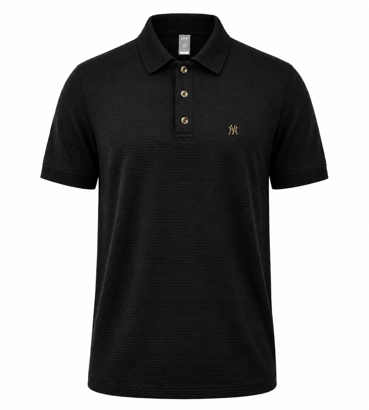 Men’s Short Sleeve Textured Polo – Classic Horizontal Ridge Pattern – Premium Cotton Blend Casual Polo Shirt