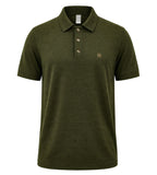Men’s Short Sleeve Textured Polo – Classic Horizontal Ridge Pattern – Premium Cotton Blend Casual Polo Shirt