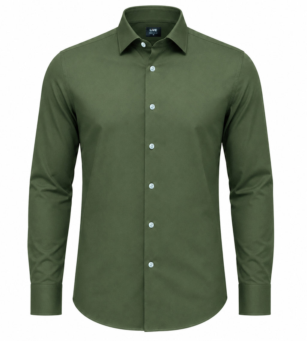 Classic Fit Men's Long Sleeve Dress Shirt – Lightweight Formal Wear