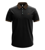 Men’s Luxury Short Sleeve Polo Shirt with Checkered Contrast Collar and Cuff Trim