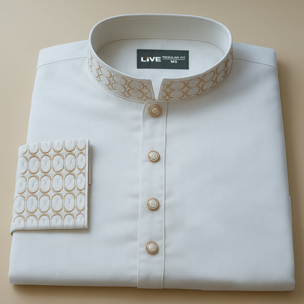 Men’s Lightweight White Cotton Punjabi – Soft, Breathable & Elegant, Perfect for Eid, Prayer & Special Occasions